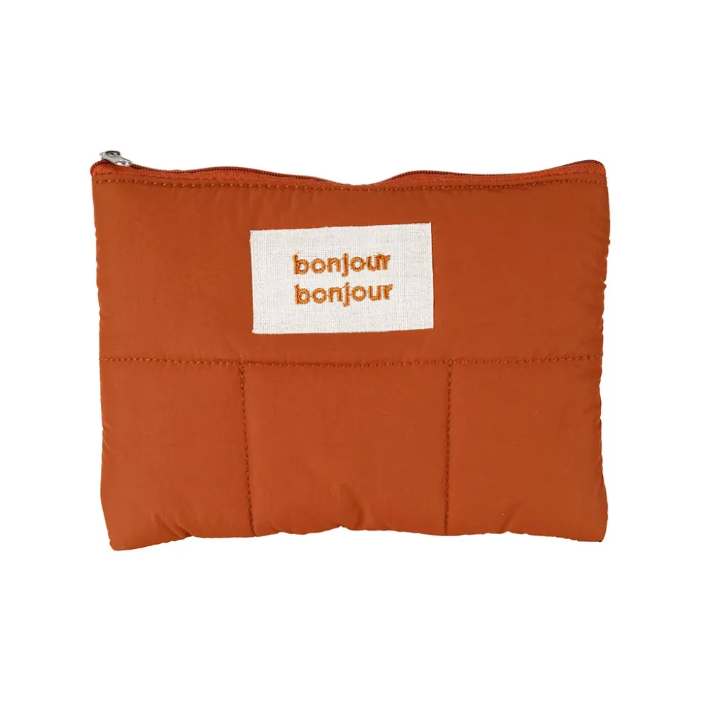Pochette en tissu matelassé terracotta - Quilted