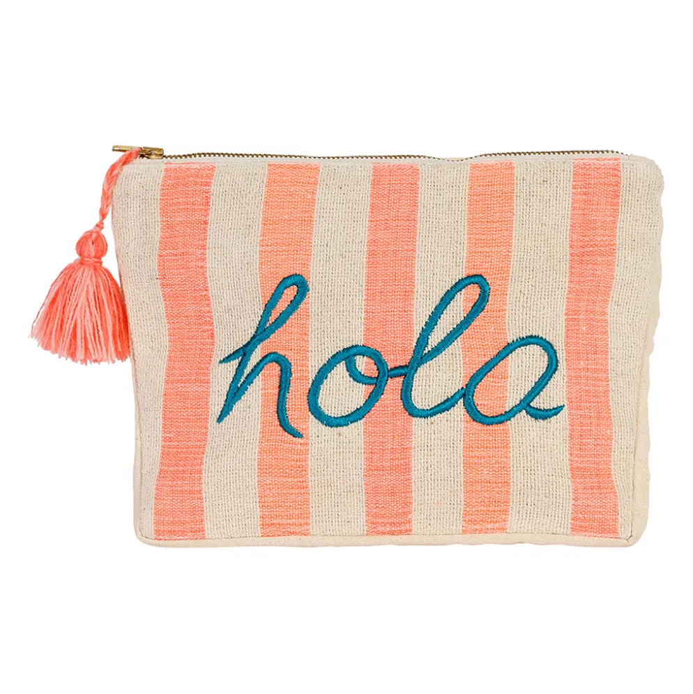 Pochette "hola" en coton corail - Palma