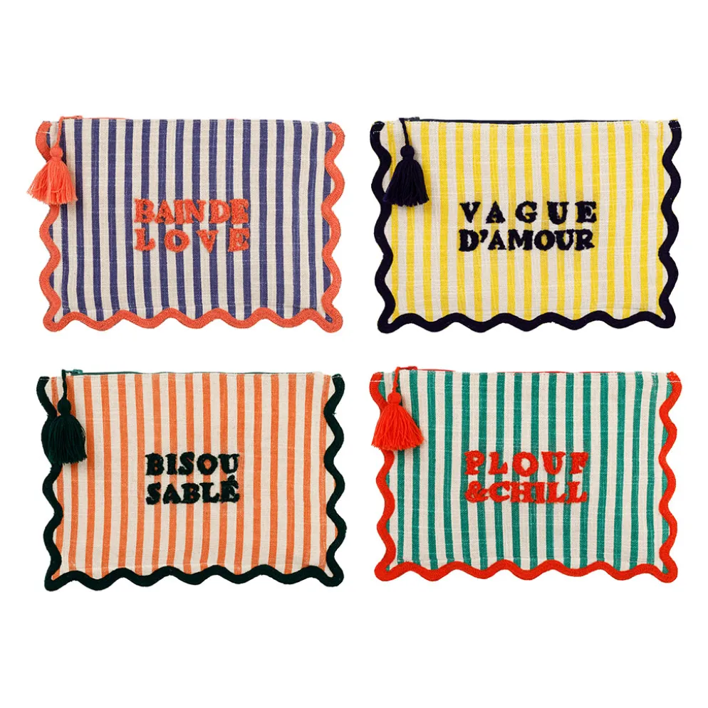 Pochettes x4 en coton rayé multicolore - Plouf&Sun