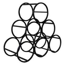 Porte 6 bouteilles en fer noir 31xh28cm - Campagne