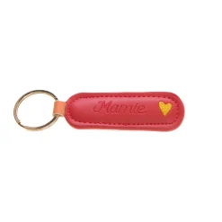 Porte clés "mamie" effet cuir corail - Ella