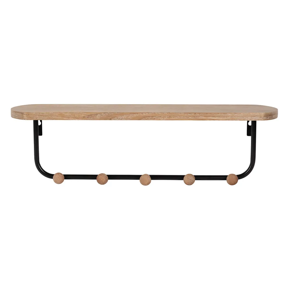 Porte manteau avec étagère en fer noir et bois - Atelier