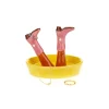 Porte-bagues bottes country en céramique rose et jaune