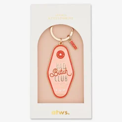 Porte-clés "bad bitch club" en émail rose