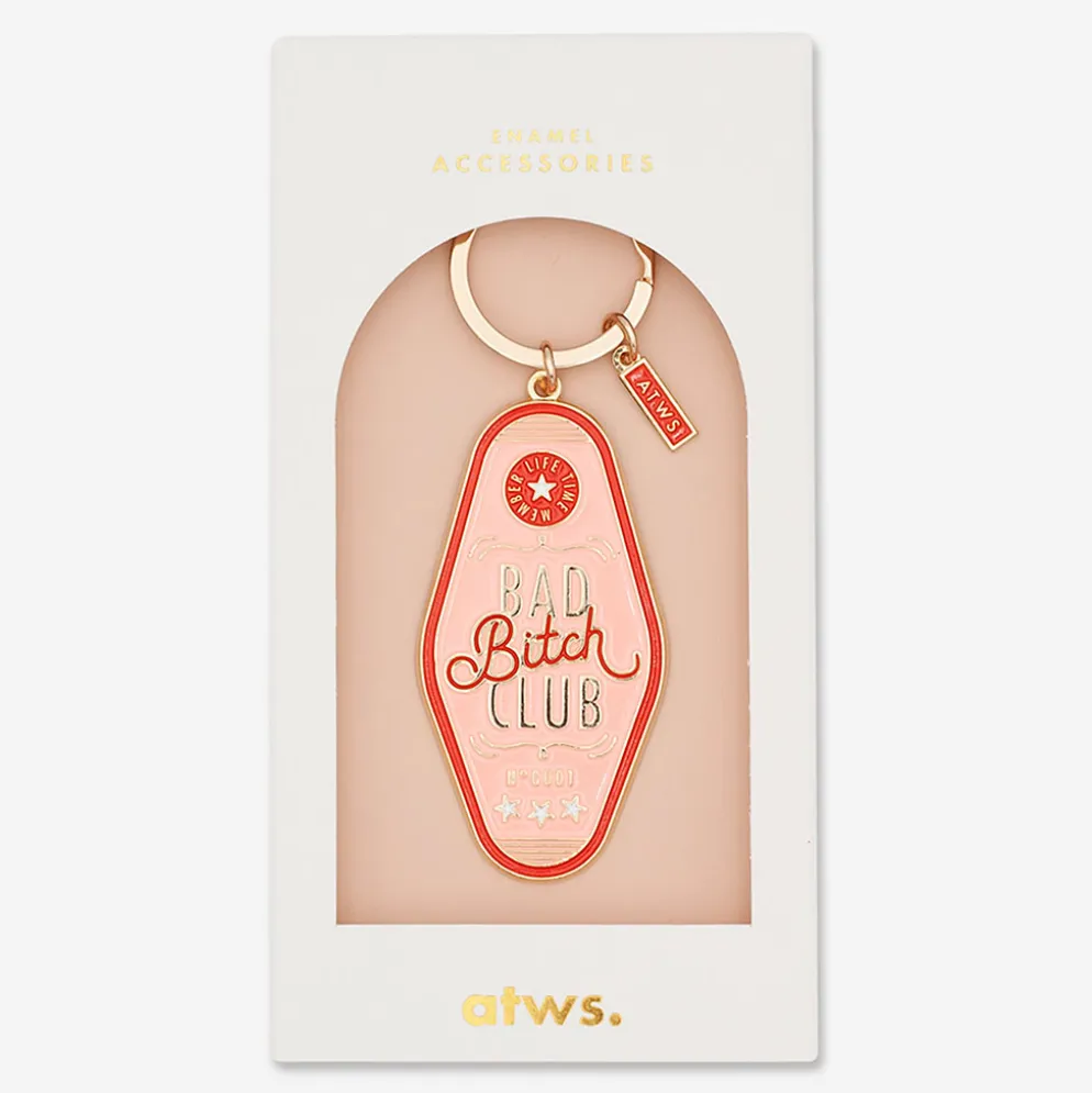 Porte-clés "bad bitch club" en émail rose