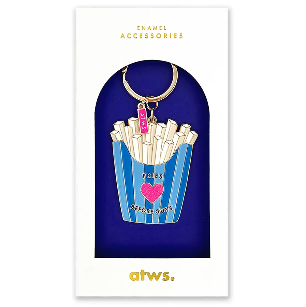 Porte-clés pop corn en émail bleu