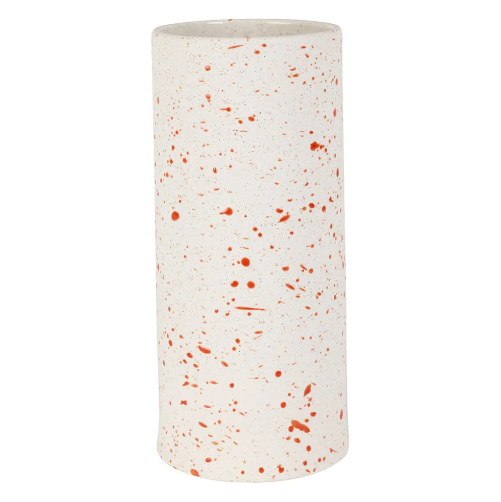 Porte-ustensiles en grès moucheté écru et terracotta h12cm - Epura