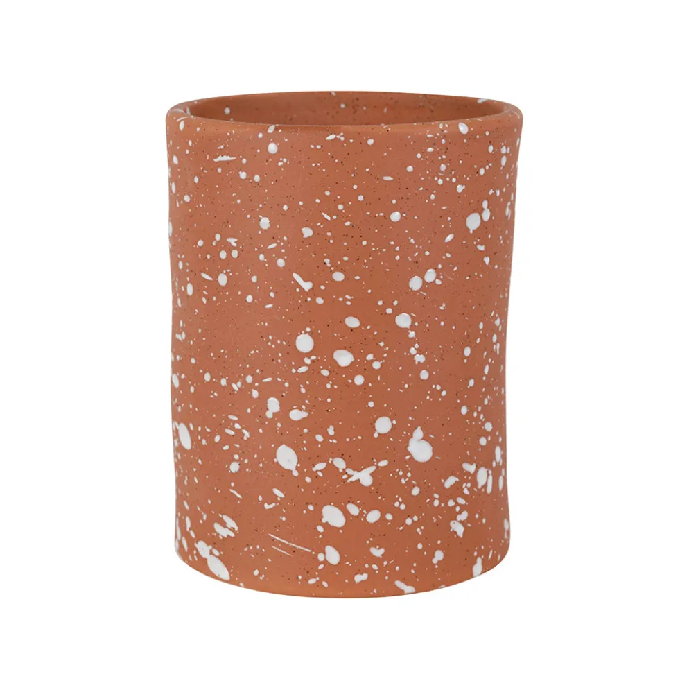 Porte-ustensiles en grès moucheté terracotta et écru h12cm - Epura