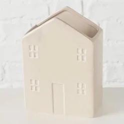 Porte-ustensiles maison en grès beige h17cm