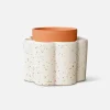 Pot auto-arrosant en céramique blanc grainé et argile d14cm - Paulita