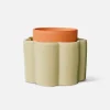 Pot auto-arrosant en céramique vert sauge et argile d14cm - Paulita