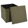 Pouf coffre pliable en tissu côtelé vert - Scarlett