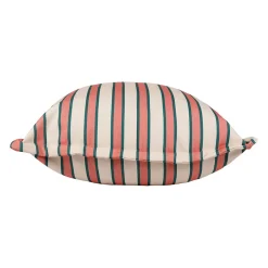 Pouf d'extérieur en tissu rayé rose et émeraude 80x80cm - Sola