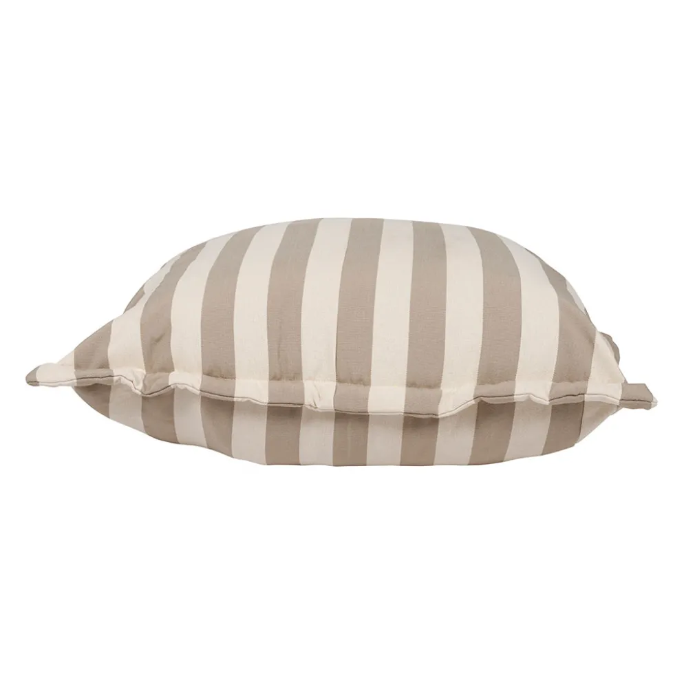 Pouf d'extérieur en tissu rayé beige et écru 80x80cm - Sola