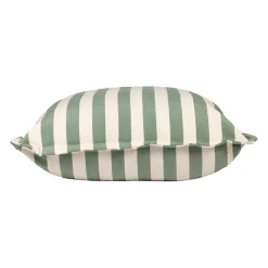 Pouf d'extérieur en tissu rayé sauge et écru 80x80cm - Sola