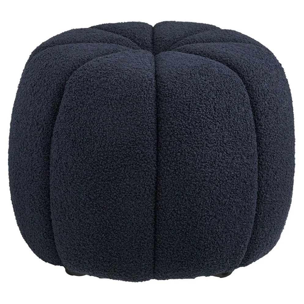 Pouf en tissu bouclette bleu marine - Paris