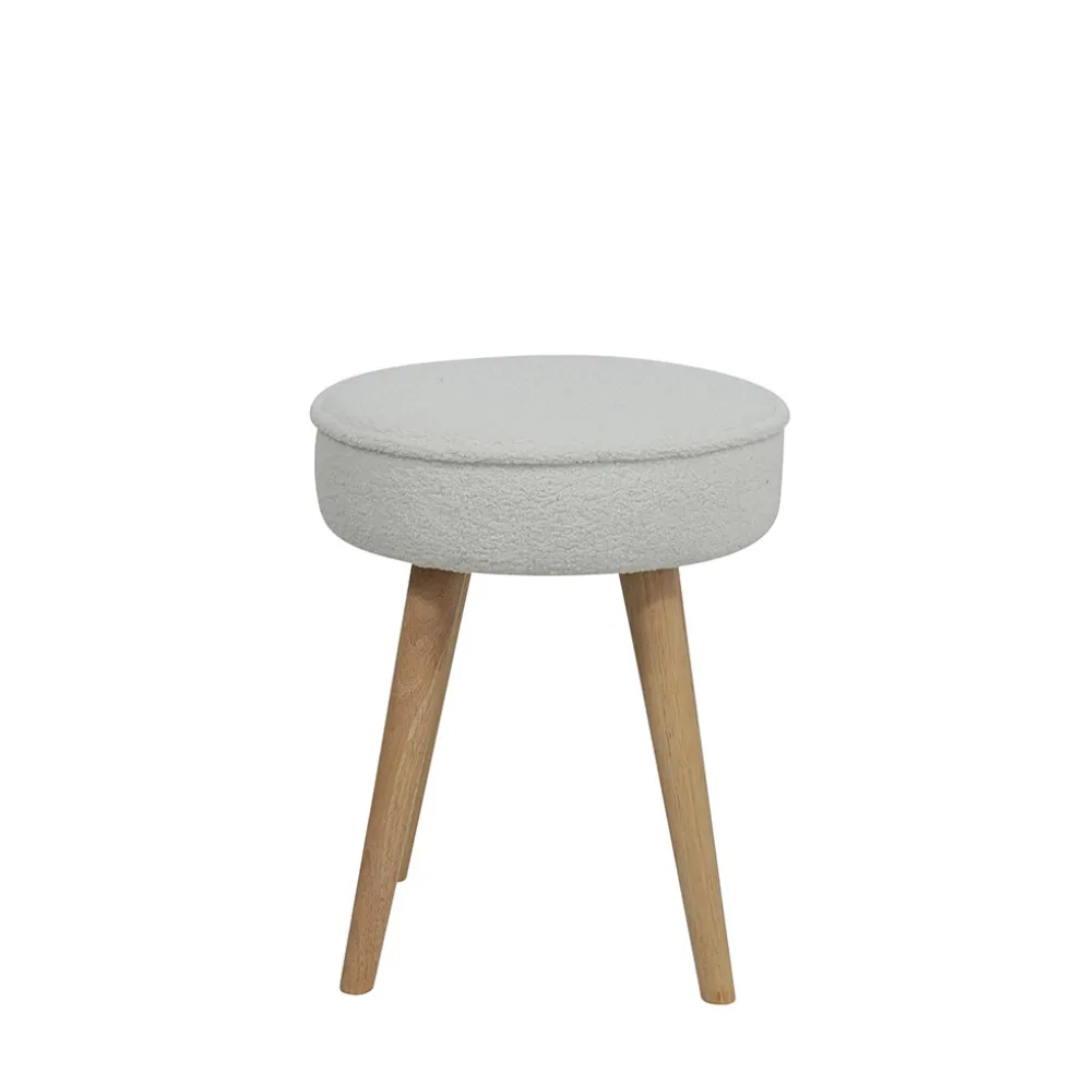 Pouf en tissu bouclette ecru - Popy