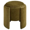 Pouf en tissu chenille vert - Waldo