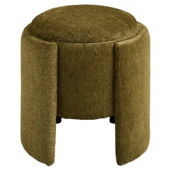 Pouf en tissu chenille vert - Waldo