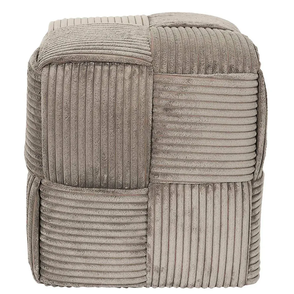 Pouf en tissu côtelé tressé taupe - Scarlett