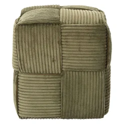 Pouf en tissu côtelé tressé vert - Scarlett