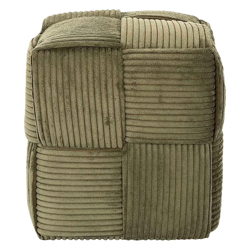 Pouf en tissu côtelé tressé vert - Scarlett