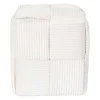 Pouf en tissu côtelé tressé beige - Scarlett
