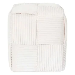 Pouf en tissu côtelé tressé beige - Scarlett