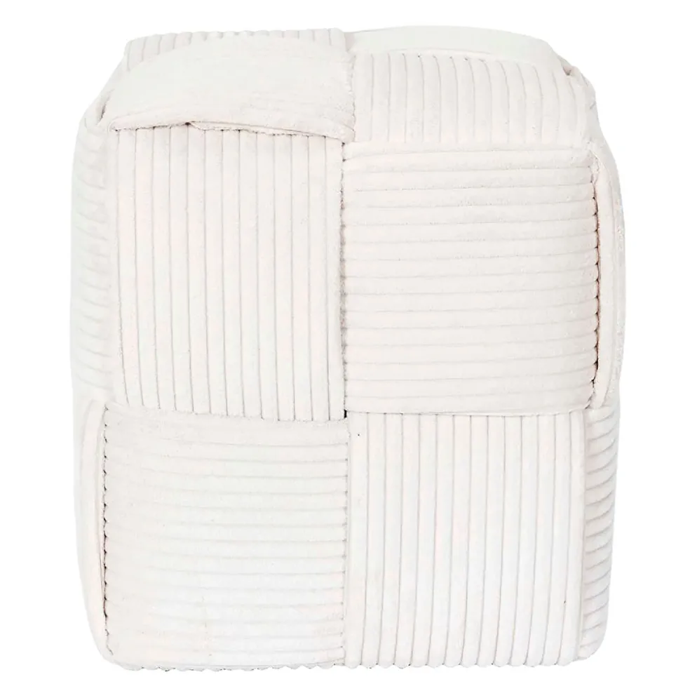 Pouf en tissu côtelé tressé beige - Scarlett