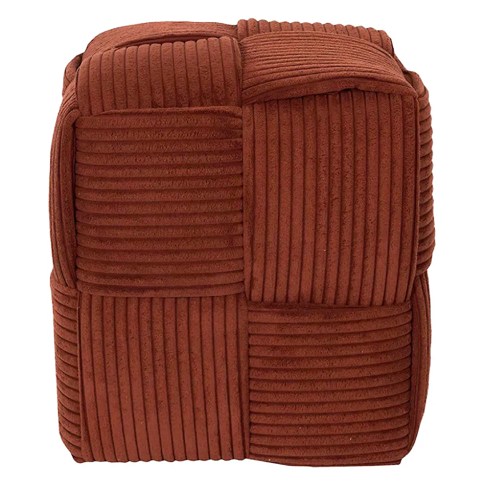 Pouf en tissu côtelé tressé terracotta - Scarlett