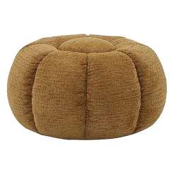 Pouf rond en tissu moutarde - Aniak
