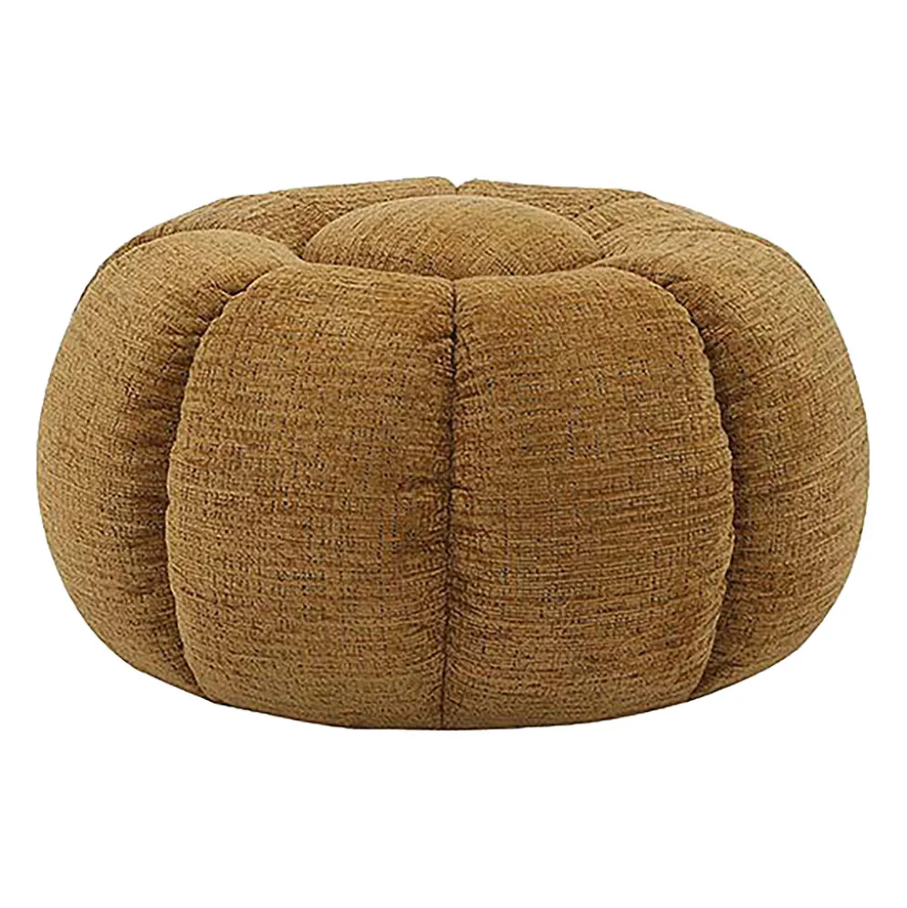 Pouf rond en tissu moutarde - Aniak