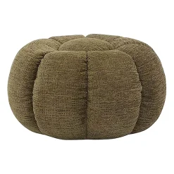Pouf rond en tissu vert olive - Aniak