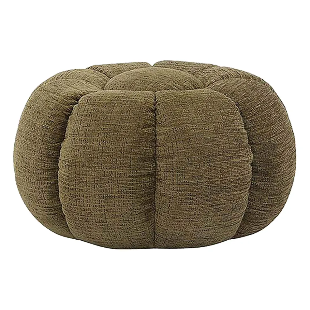 Pouf rond en tissu vert olive - Aniak