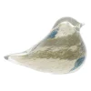 Presse-papier moineau serin ivoire et bleu en verre