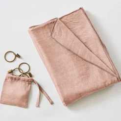 Rideau ajustable en lyocell blush avec 8 anneaux pince 140x270cm - Lysandre