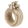 Rond de serviette en jute et coquillage écru - Cauri