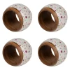 Rond de serviette (x4) en acacia et résine rose et blanc d3cm