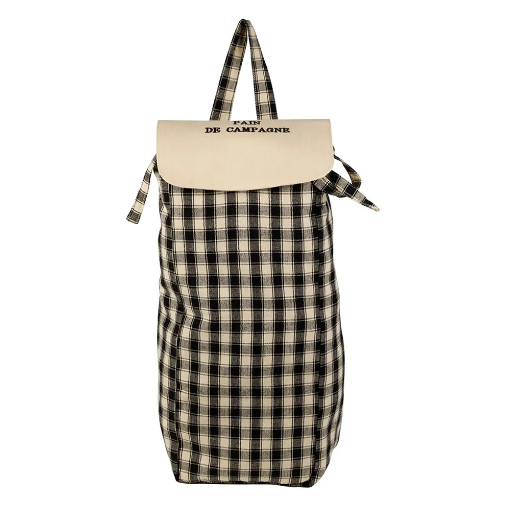 Sac à pain en coton damier noir - Campagne