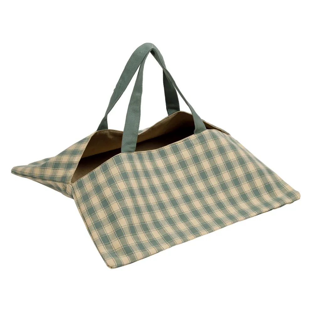 Sac à tarte à carreaux en coton sauge 40x40cm - Campagne