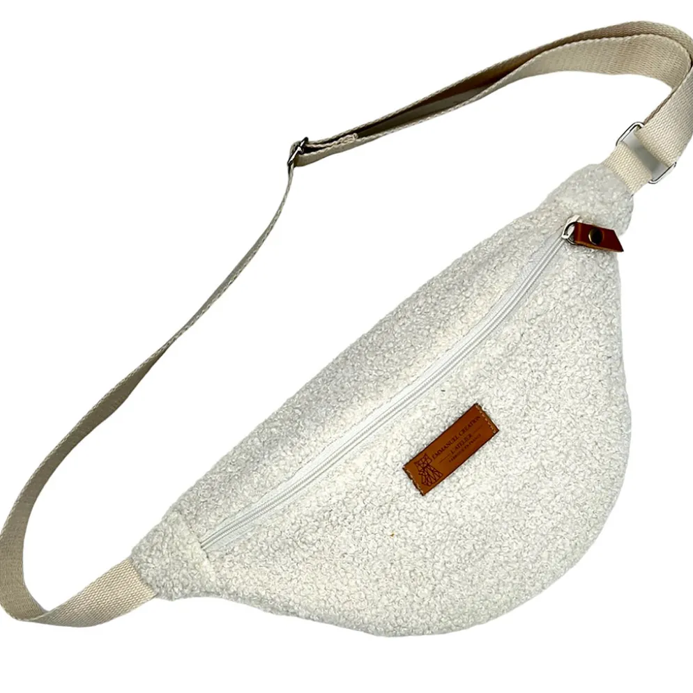 Sac banane en bouclette écru