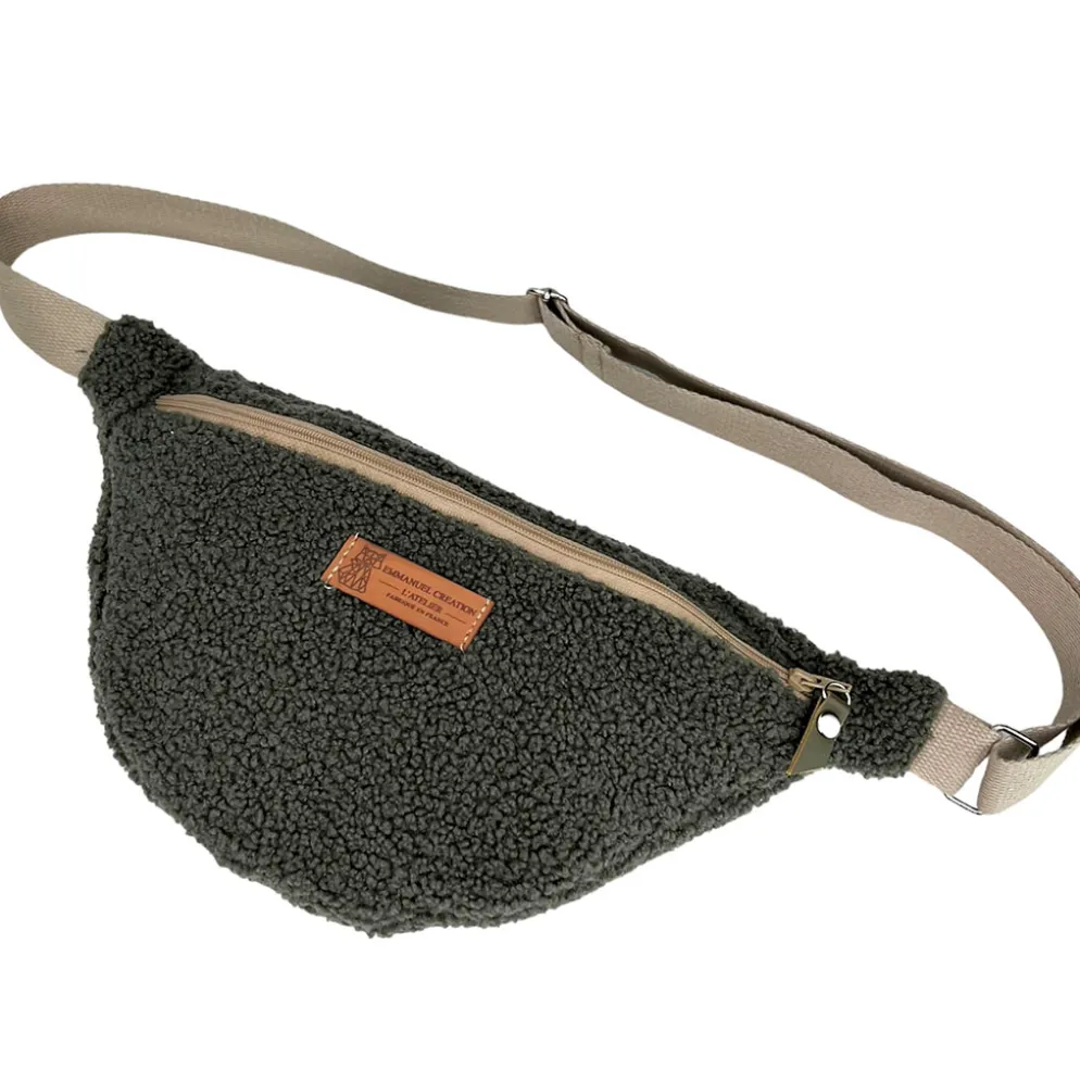 Sac banane en bouclette kaki