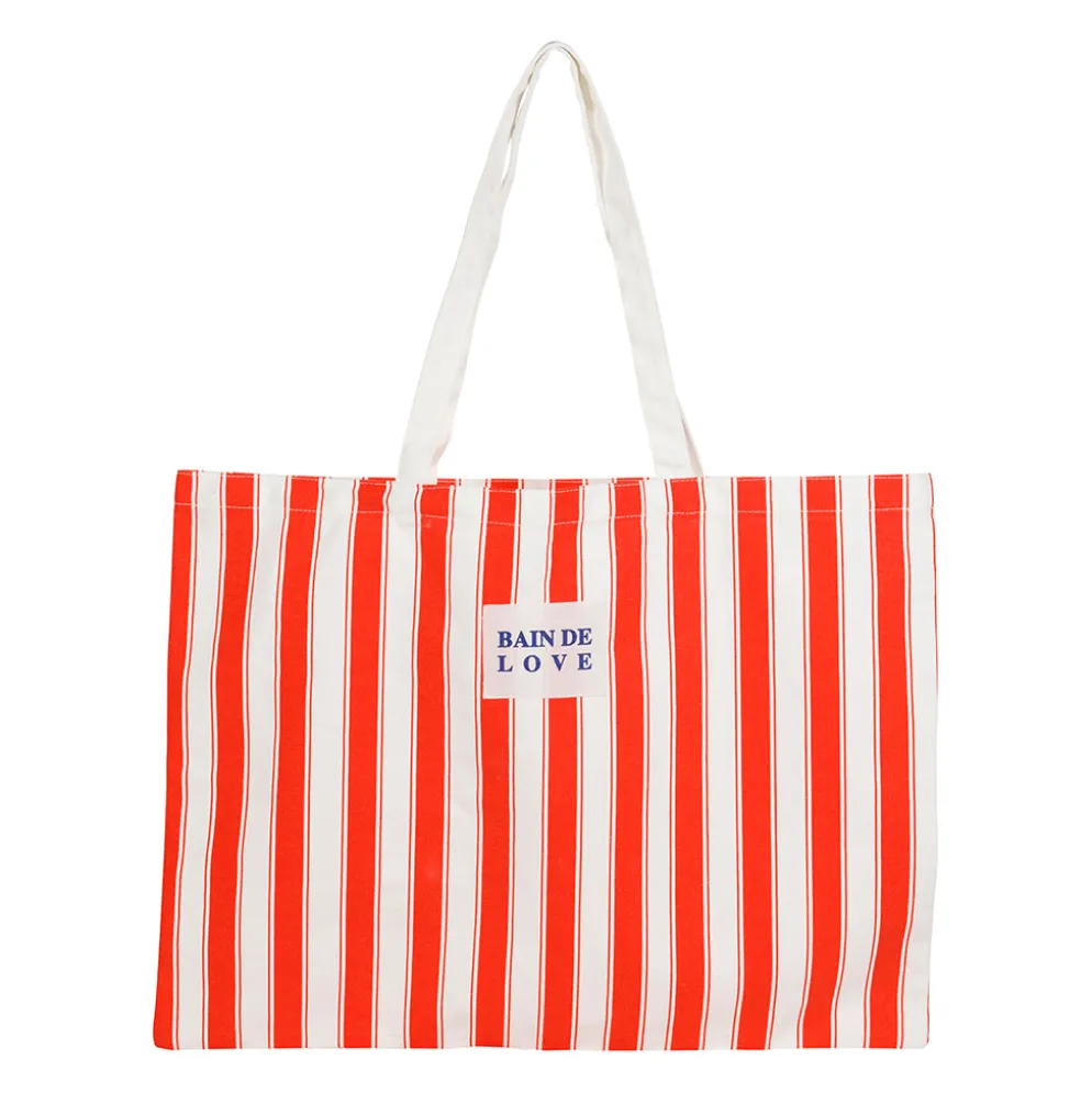 Sac en coton rayé rouge - Plouf&Sun
