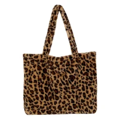 Sac en fausse fourrure léopard beige et brun - Félien