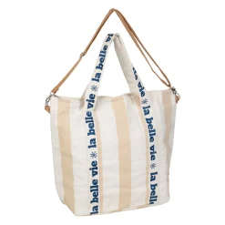 Sac isotherme en coton beige et bleu - Medi
