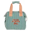 Sac isotherme en coton rayé vert et corail - Solencia