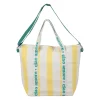 Sac isotherme en coton rayé jaune et blanc - Medi