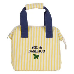 Sac isotherme en coton rayé jaune et bleu - Solencia