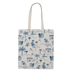Sac tote bag en coton écru et indigo - Medi