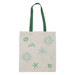 Sac tote bag en coton écru et vert - Vencia